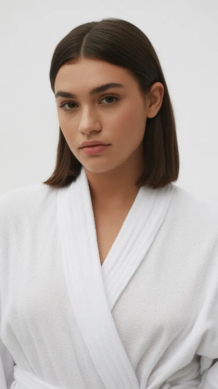 Flattering hairstyles for fat face 2026 Sleek Straight Mid-Length Cut With a Clean Part