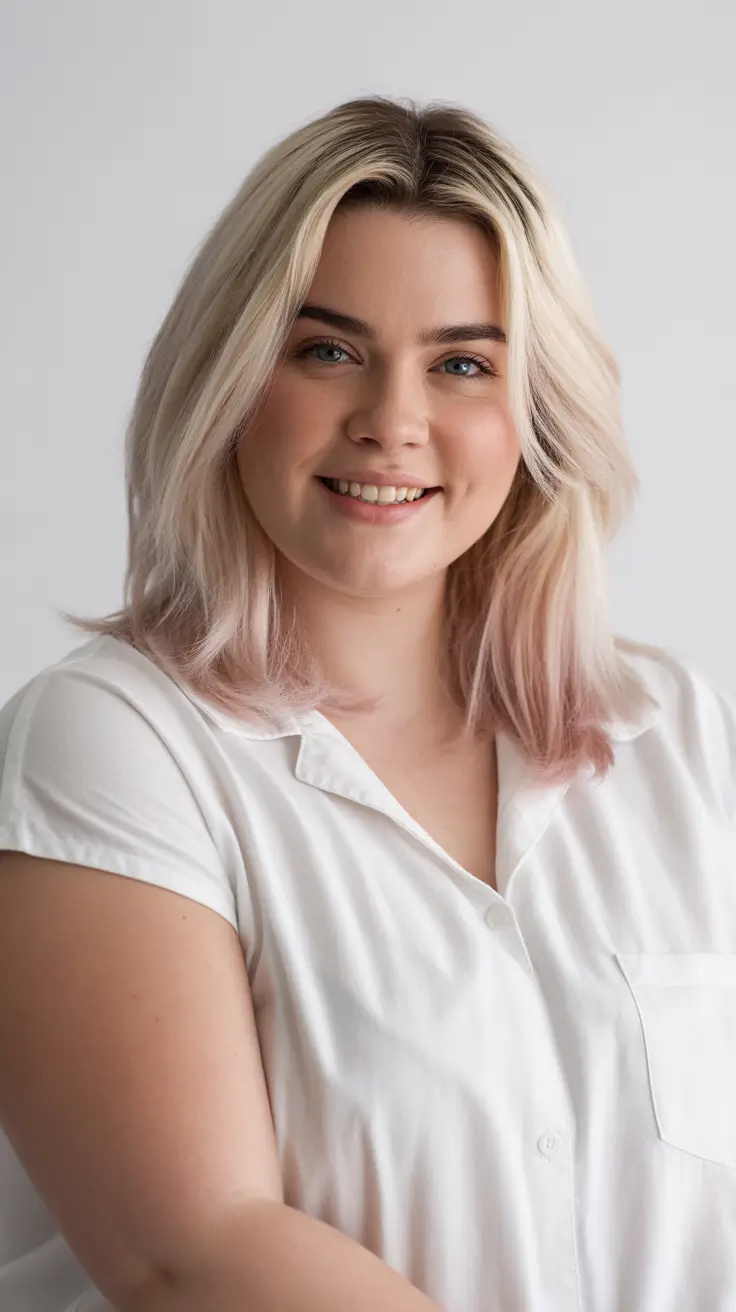 Flattering hairstyles for fat face 2026 Soft Vanilla Medium Cut With Gentle Layers