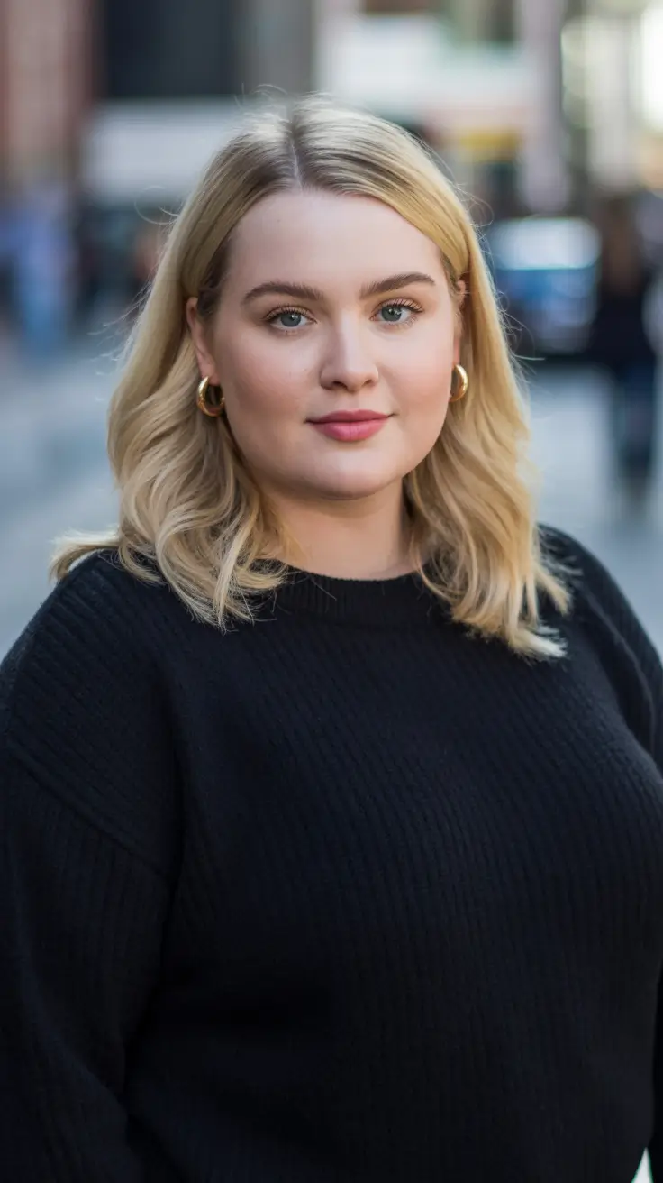 Flattering hairstyles for fat face 2026 Classic Shoulder-Length Blonde With Soft Waves