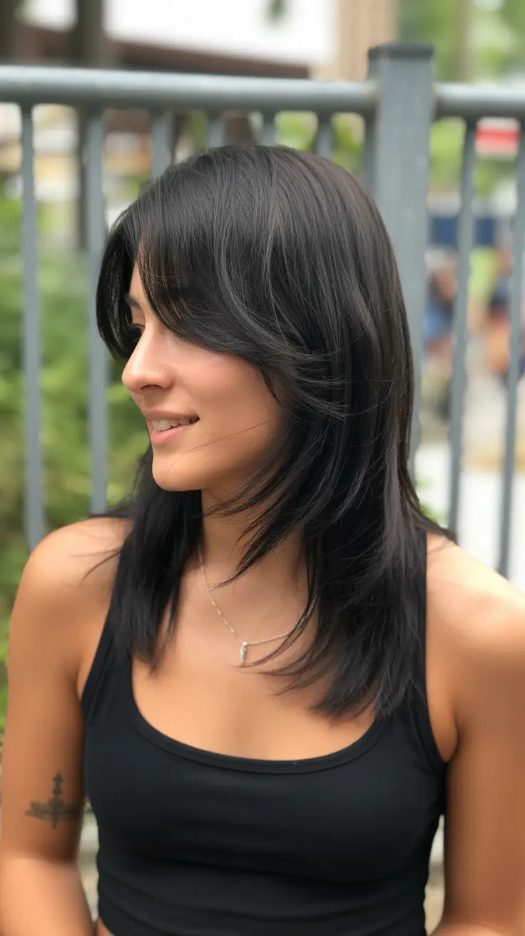 haircut ideas for medium hair 2026 wavy layered with bangs