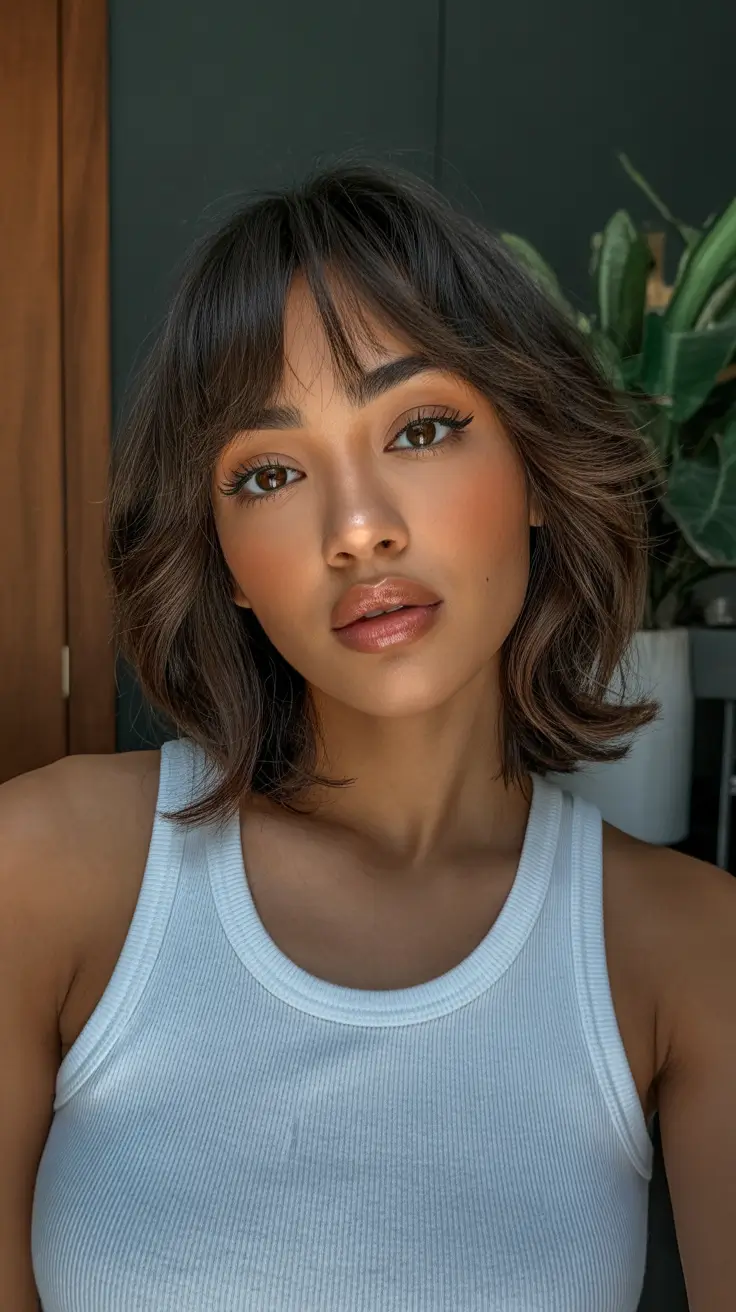 haircut ideas for medium hair 2026 short butterfly bob with bangs