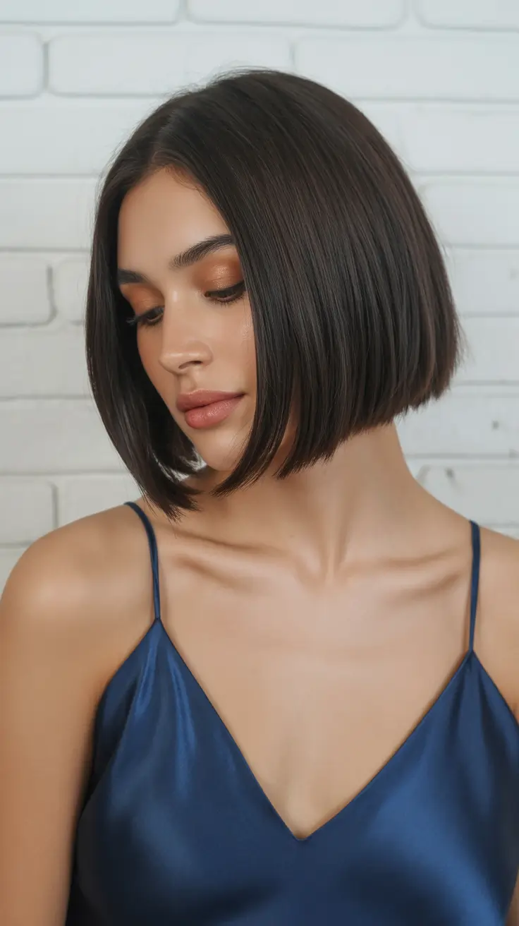 Modern choppy bob cuts 2026 Silky Espresso Bob With Rounded Silhouette