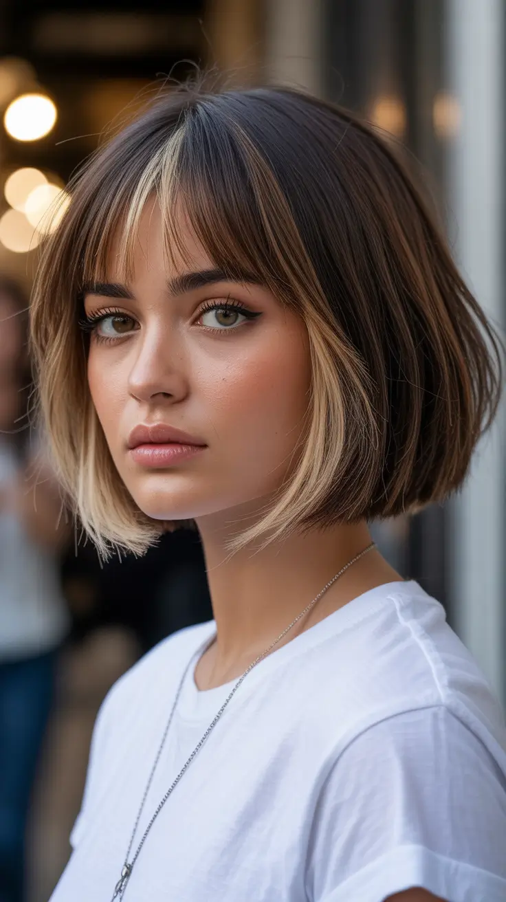 Modern choppy bob cuts 2026 Dimensional Brunette Bob With Framing Highlights