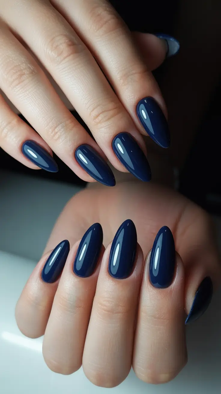 modern nail design 2026 Midnight Navy Gloss for Modern Minimalists