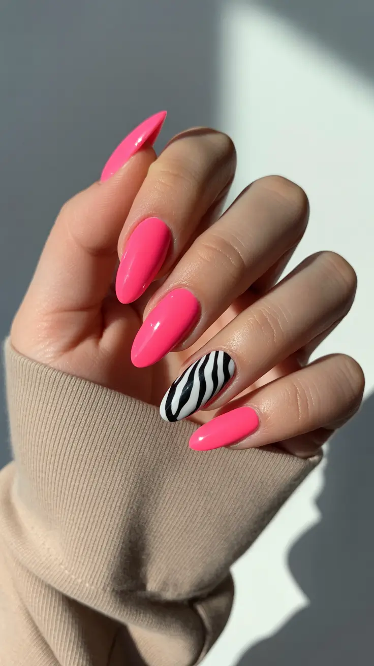 modern nail design 2026 Hot Pink With a Wild Side