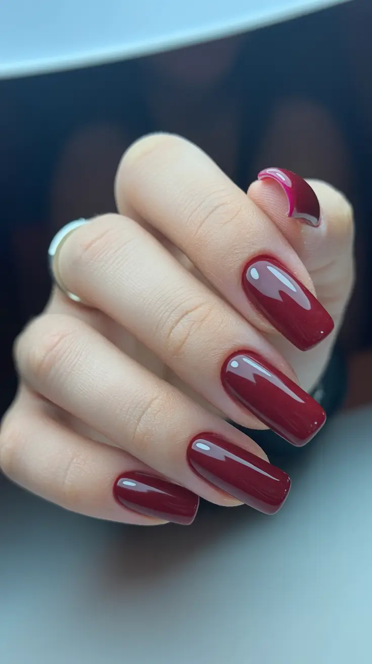 nail colors 2026 Deep Garnet Gloss With Classic Sophistication