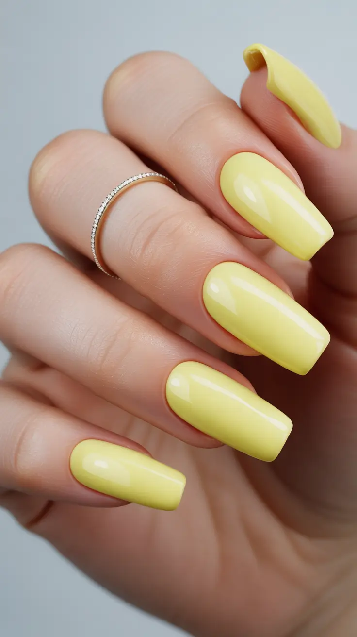 nail colors 2026 Sunny Pastel Yellow for Fresh Spring Energy