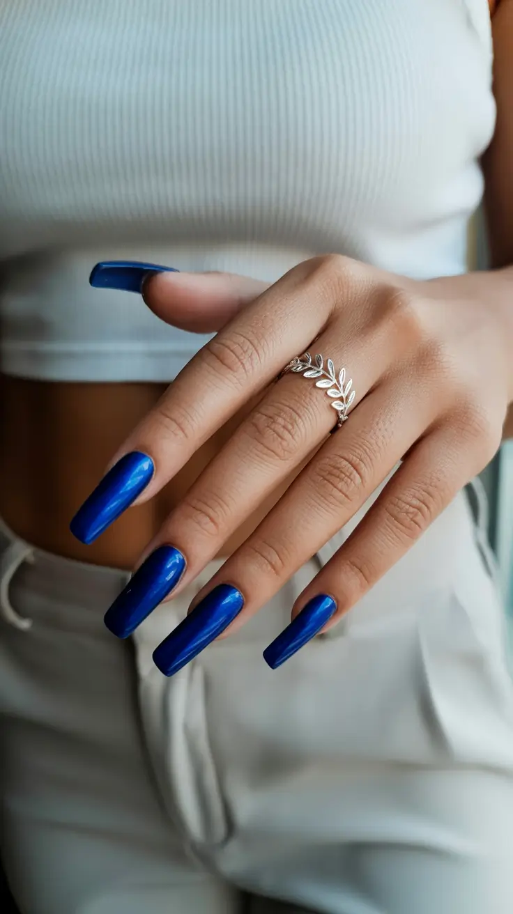 nail colors 2026 Vivid Royal Blue With Ultra-Gloss Shine