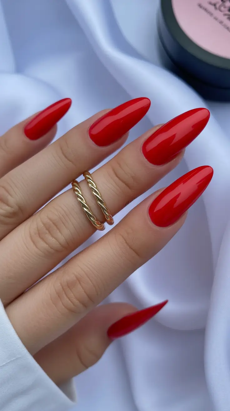 red nails 2026 Ferrari Bright Red Almonds