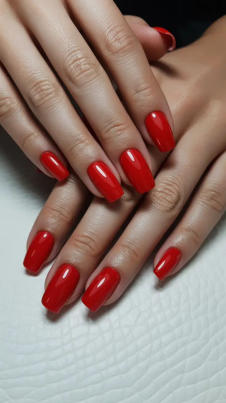 red nails 2026 Square Red Gloss -- Clean and Modern