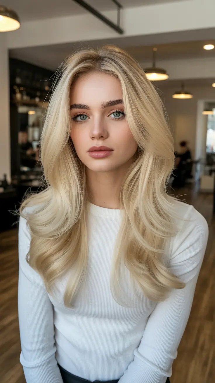 spring blonde hair color ideas 2026 Golden Cream Layers with Dimensional Brightness