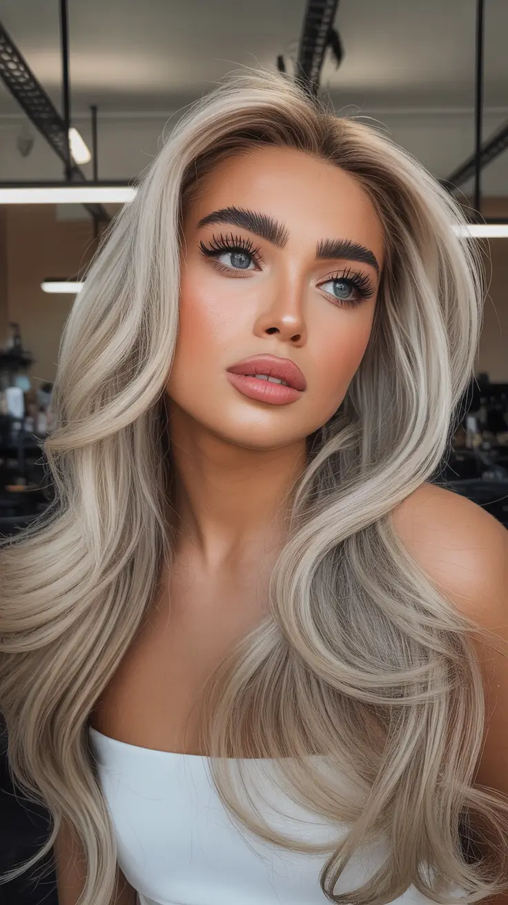 Spring Hair Color Ideas 2026 Bright Iced Blonde Waves