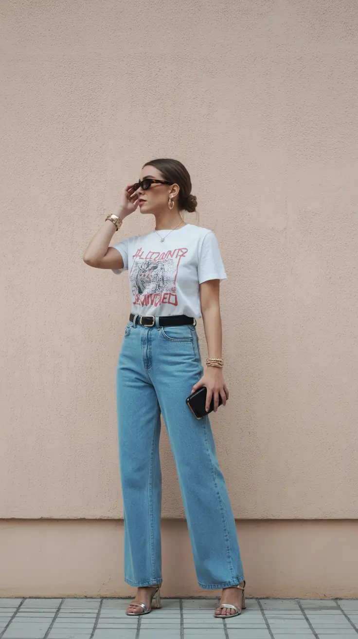 Spring Outfits for women 2026 Graphic Tee & Denim Ease for Light, Casual Spring Days