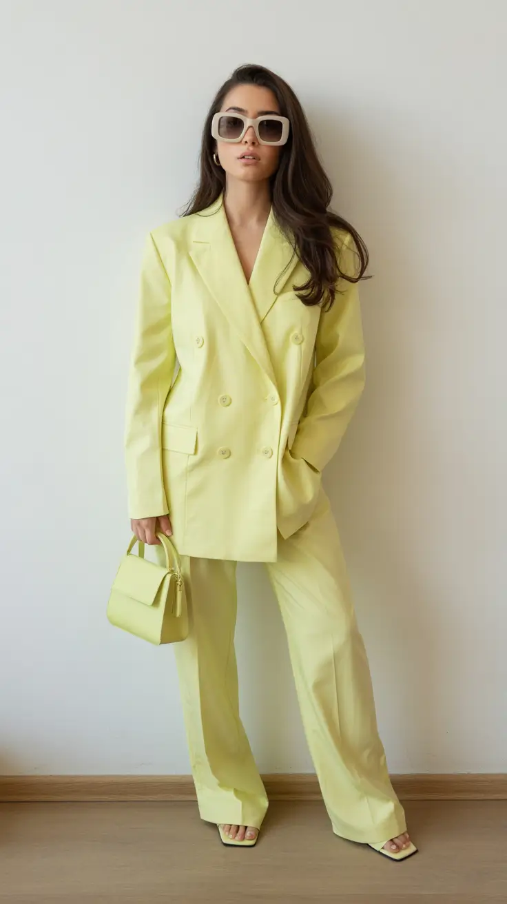 Spring work outfits 2026 Lemon Sorbet Suit for Bright Office Chic