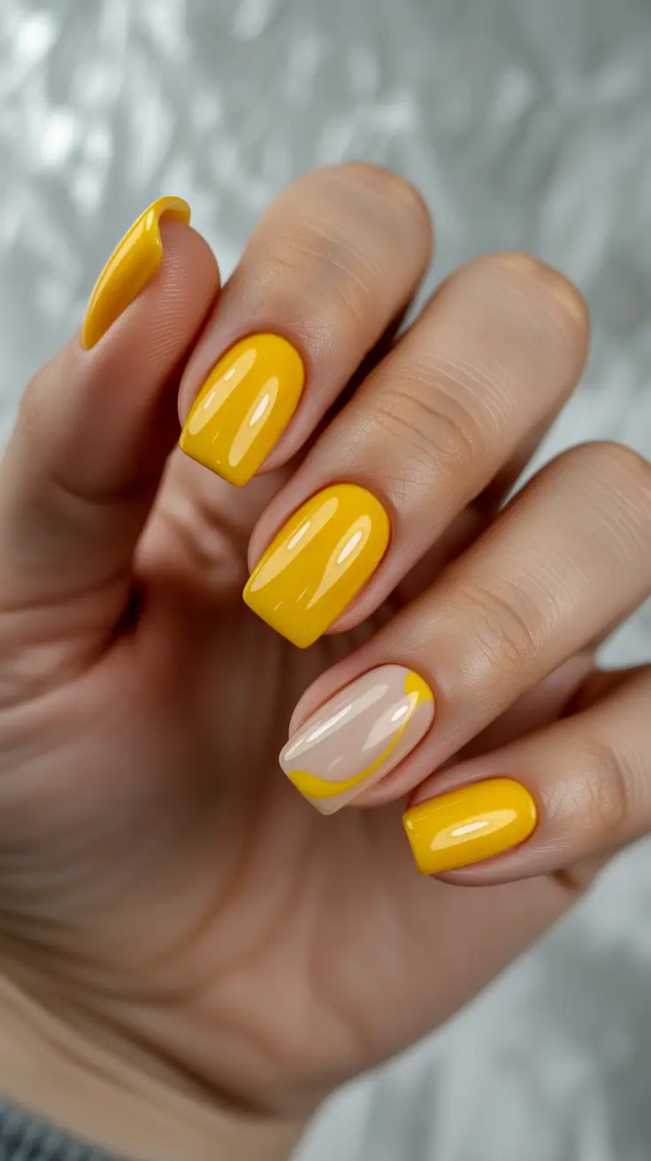 square nails inspiration 2026 Sun-Drenched Yellow Confidence