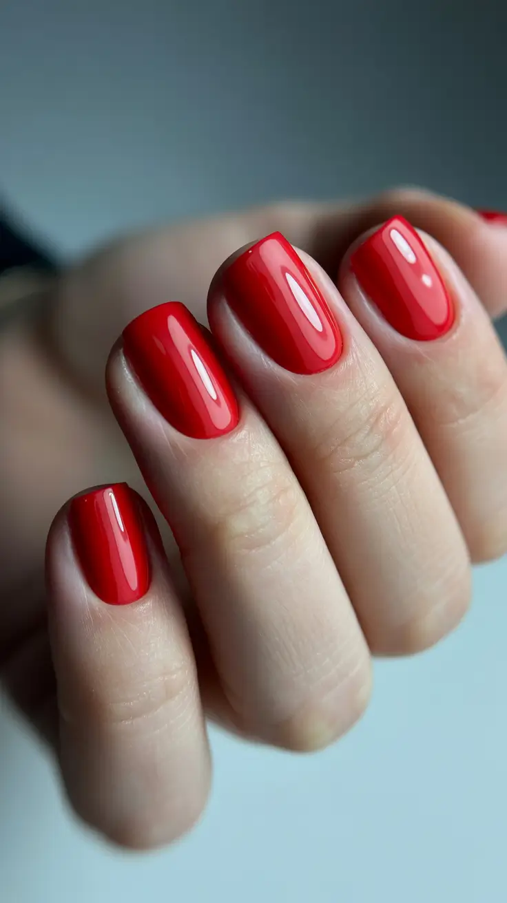 square nails inspiration 2026 Classic Scarlet Squares