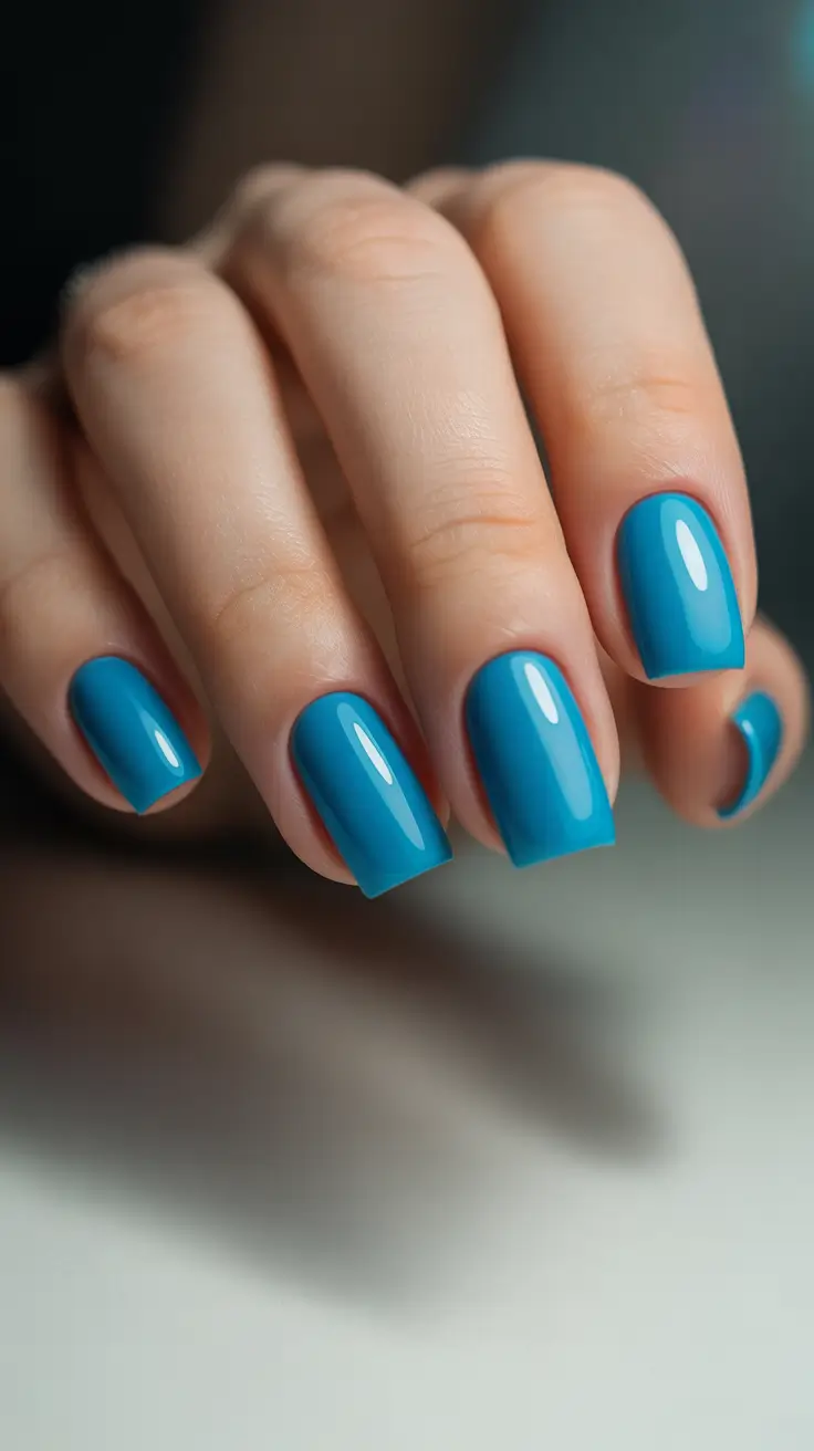 square nails inspiration 2026 Deep Teal Gloss on Short Squares