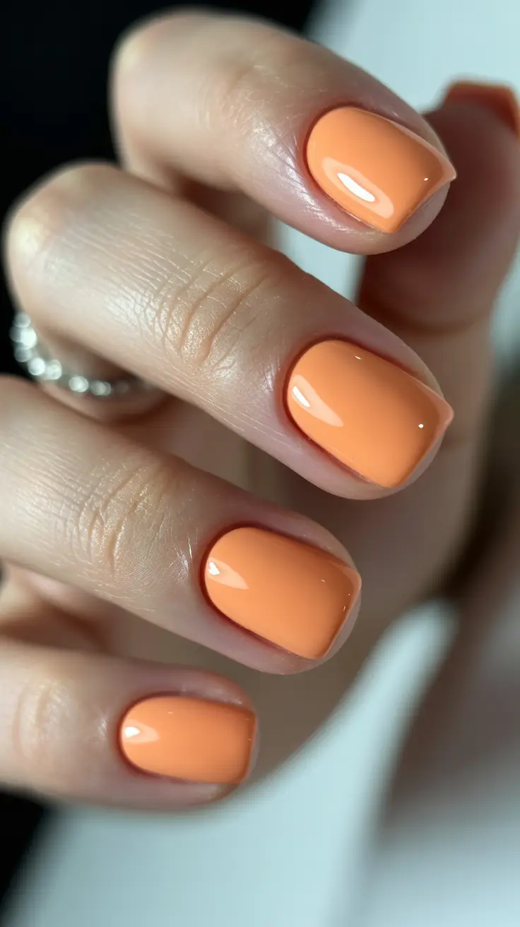 square nails inspiration 2026 Peach Sorbet Short Squares