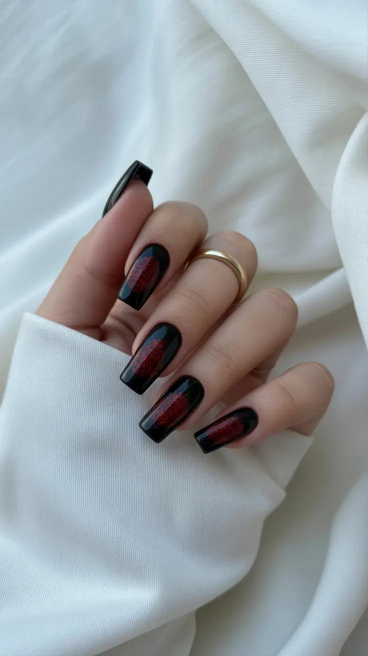 square nails inspiration 2026 Black Cherry Panels with a Night-Out Mood