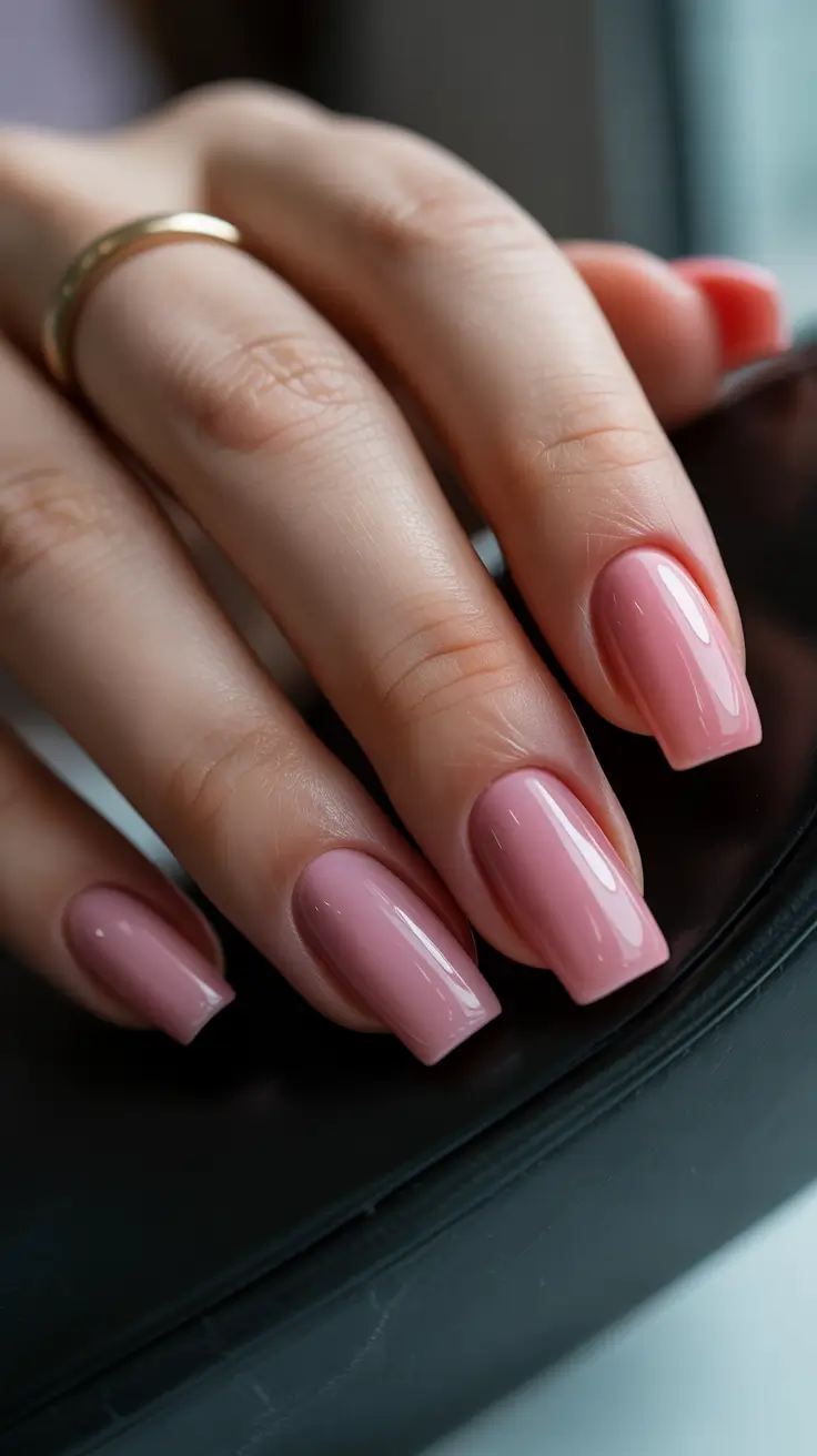 square nails inspiration 2026 Soft Rose Neutral Squares