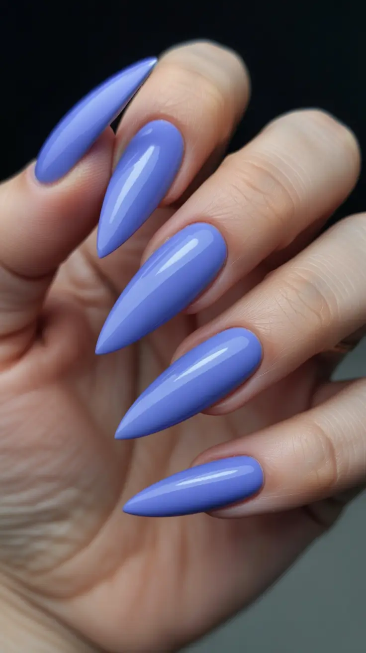 stiletto nail designs 2026 Soft Lavender Stilettos With a Smooth Pastel Finish