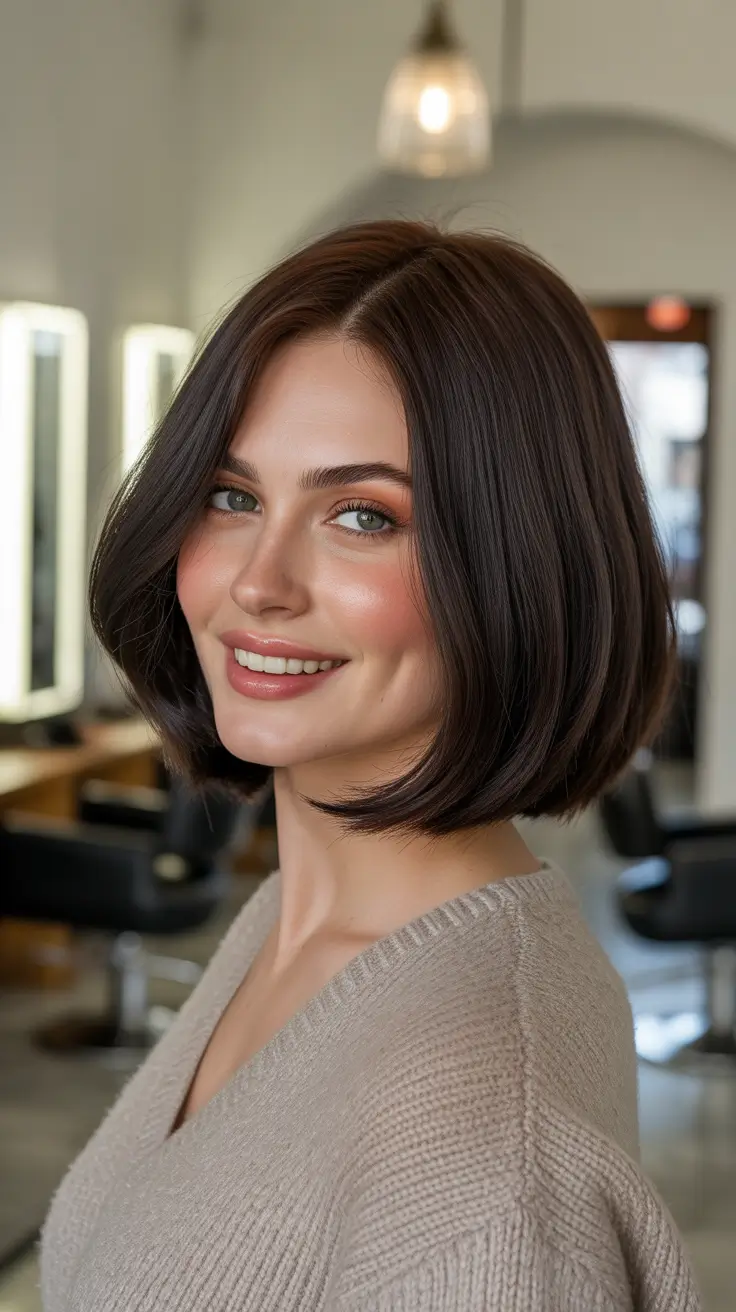 Stylish bob cuts for women 2026 Soft Round-Edge Espresso Bob