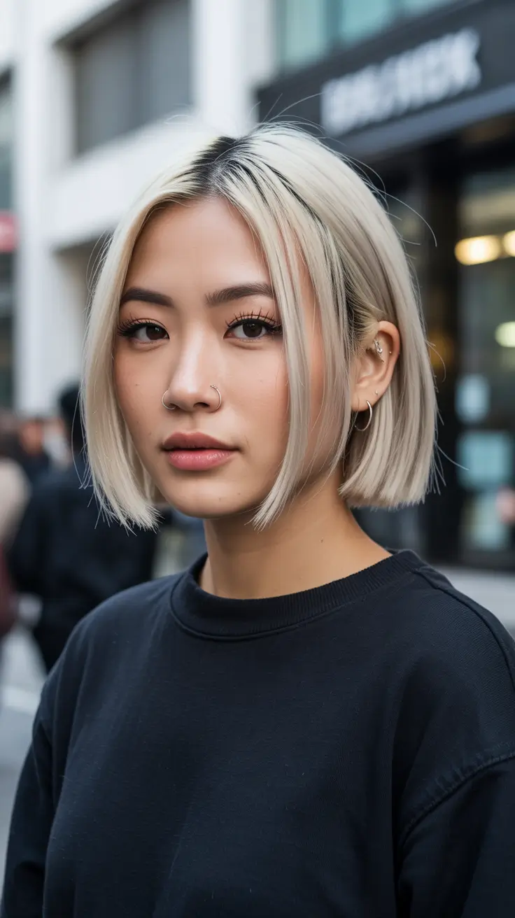 Stylish bob cuts for women 2026 Icy Platinum Street-Style Bob