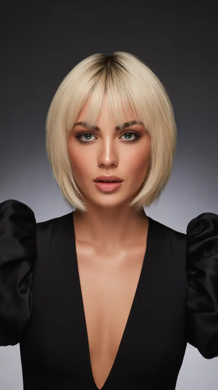 Stylish bob cuts for women 2026 Baby Fringe Champagne Bob