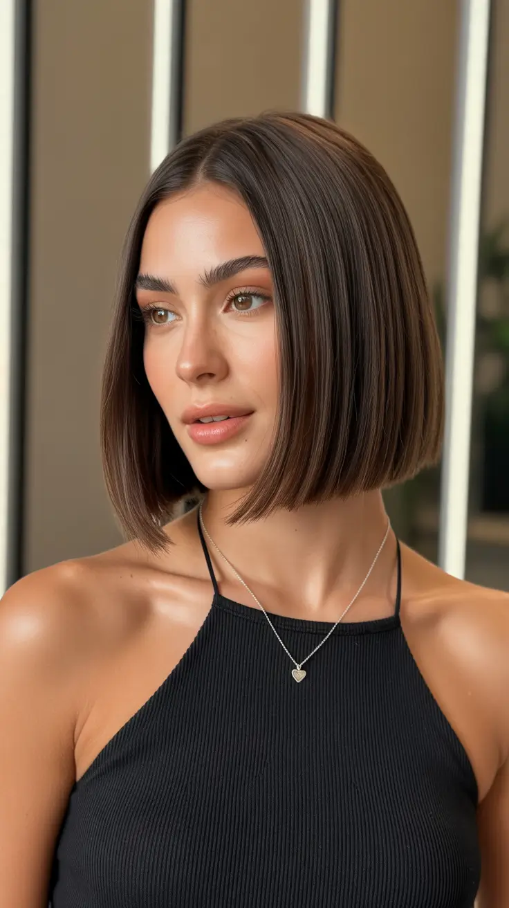 Stylish bob cuts for women 2026 Precision Gloss Collarbone Bob