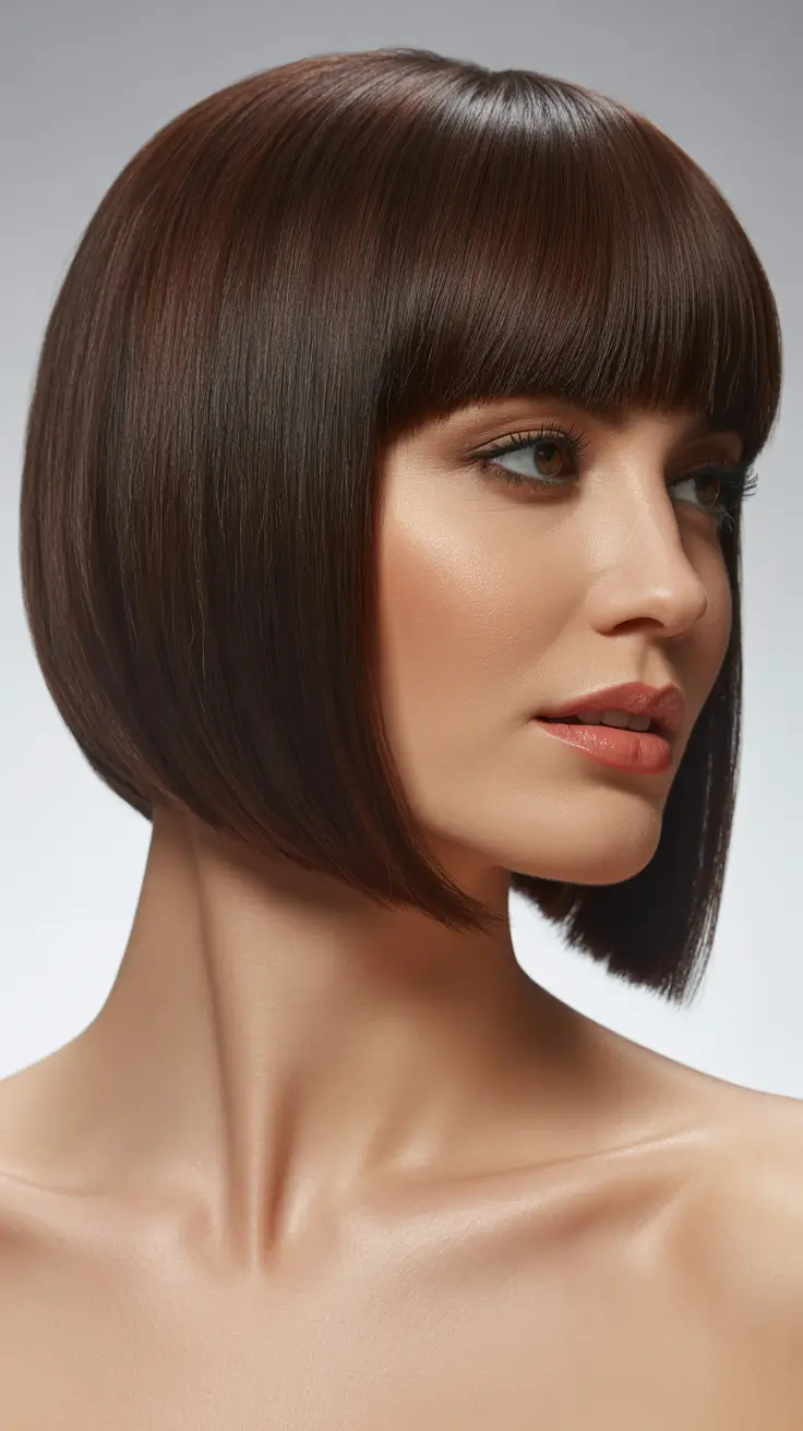 Stylish bob cuts for women 2026 Precision-Cut Structured Bob With Full Fringe