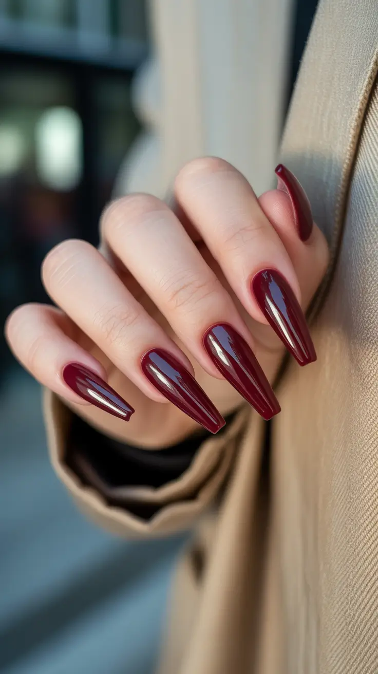 stylish coffin nails 2026 Deep Wine Shine for Sophisticated Drama