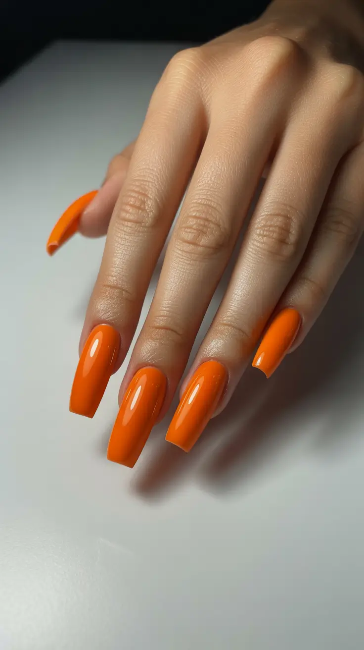 stylish coffin nails 2026 Tangerine Shine for Bold Summer Playfulness