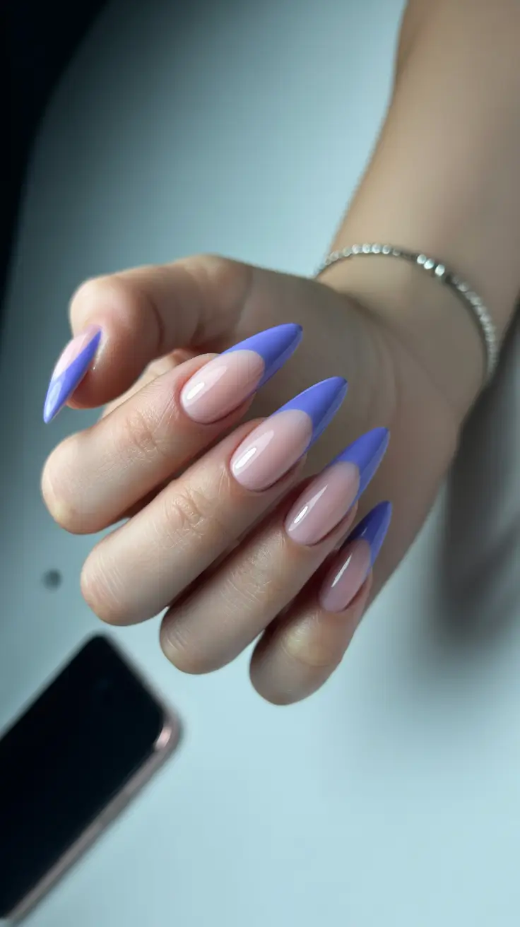 stylish gel nails 2026 Periwinkle Fade French