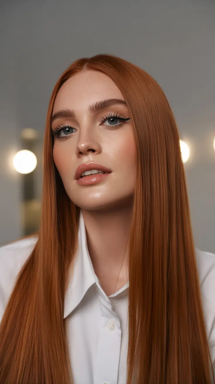 Stylish hair ideas 2026 Sleek Auburn Perfection