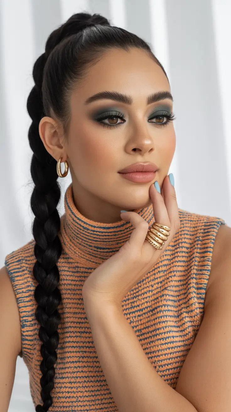 Stylish hair ideas 2026 High Braided Ponytail With Statement Glam