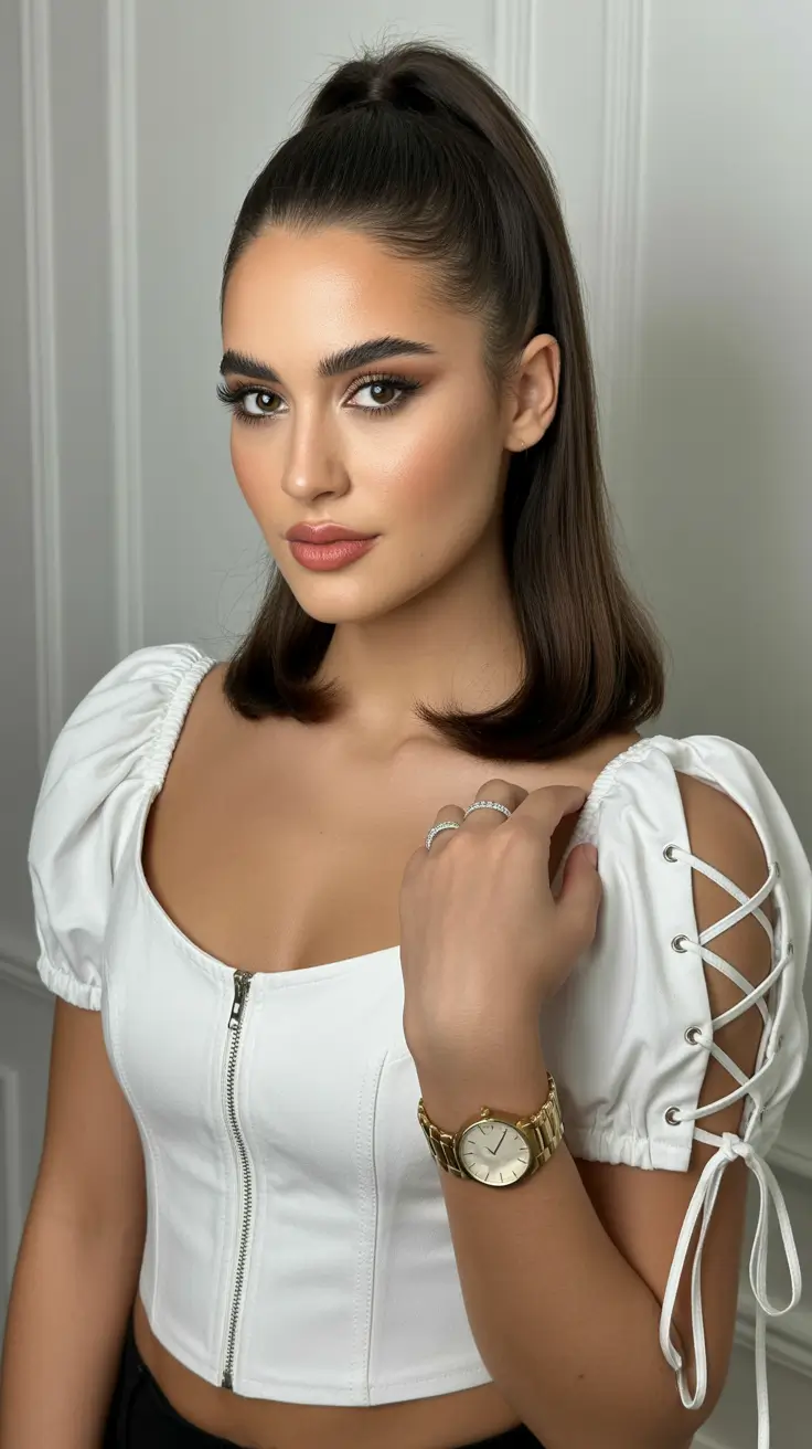 Stylish hair ideas 2026 Half-Up Sleek Flip