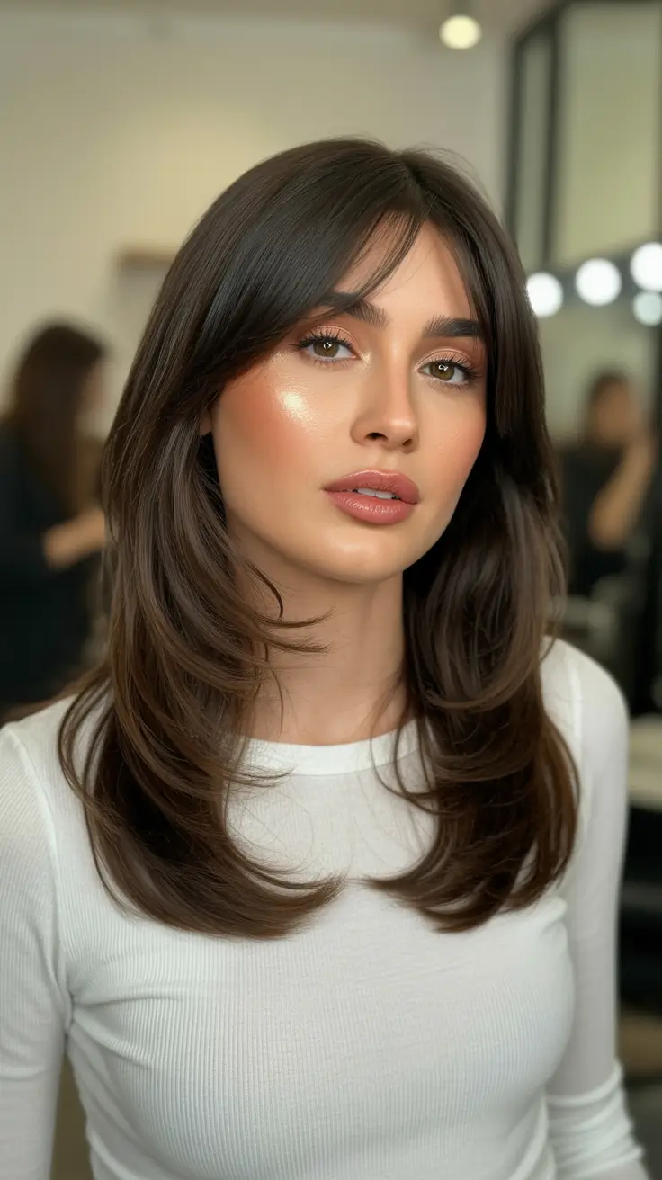 Stylish hairstyles for thin hair 2026 Soft Layered Medium Cut with Subtle Shine