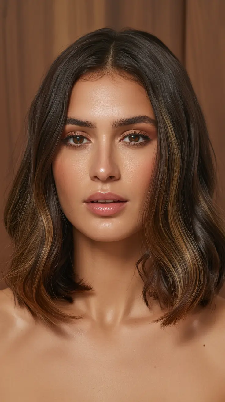 Stylish hairstyles for thin hair 2026 Dimensional Brunette Bob with Balayage Touches