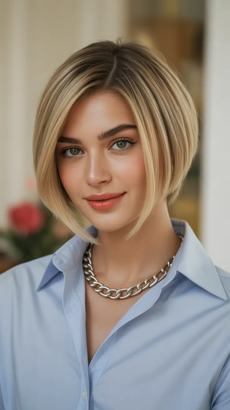 Stylish hairstyles for thin hair 2026 Chin-Length Blonde Bob with Soft Volume