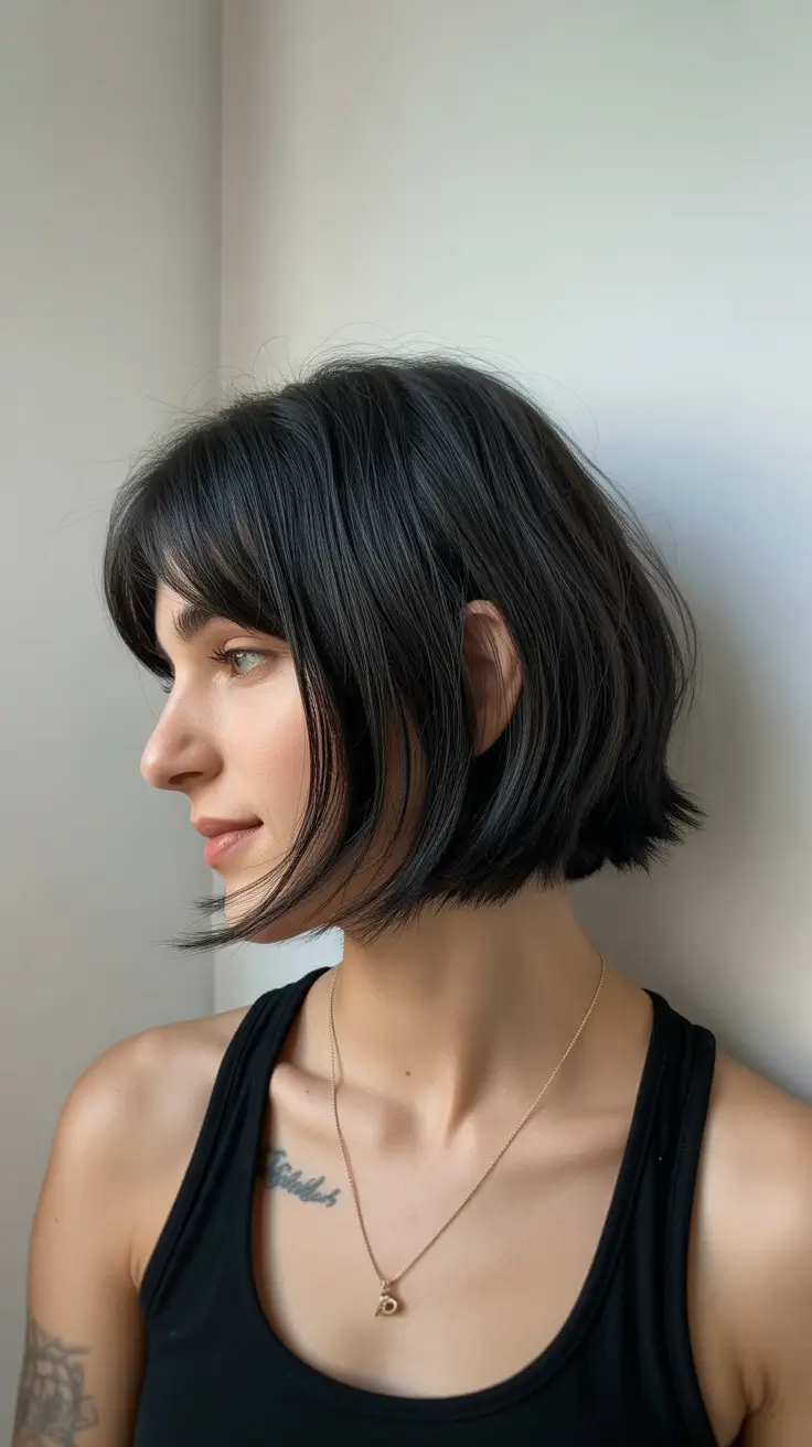 Stylish hairstyles for thin hair 2026 Soft Shaggy Bob with Wispy Bangs