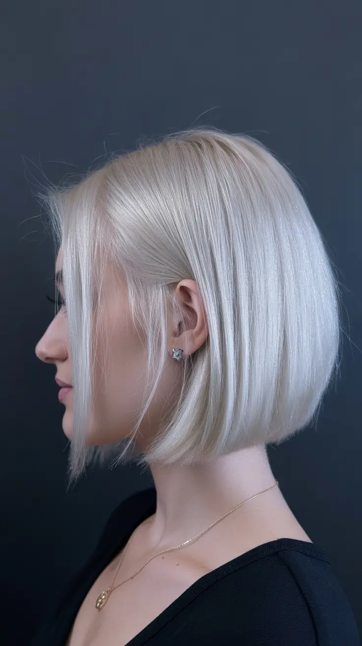 Stylish short haircuts 2026 Ice White Precision Bob