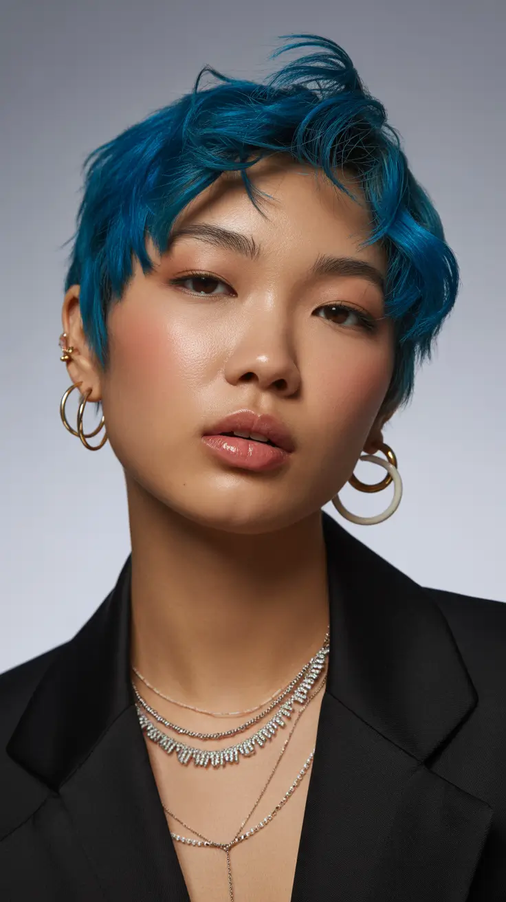 Stylish short haircuts 2026 Bold Blue Pixie for Fearless Women