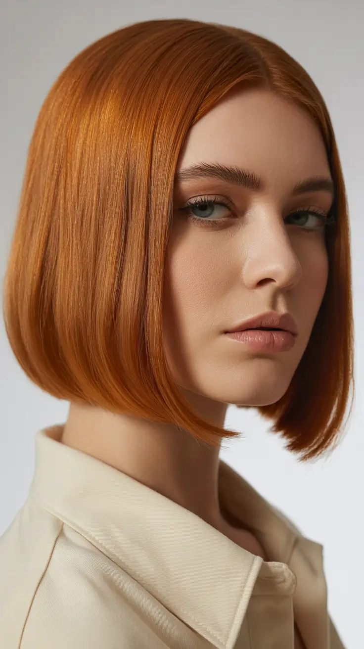 Stylish short haircuts 2026 Classic Copper Precision Bob