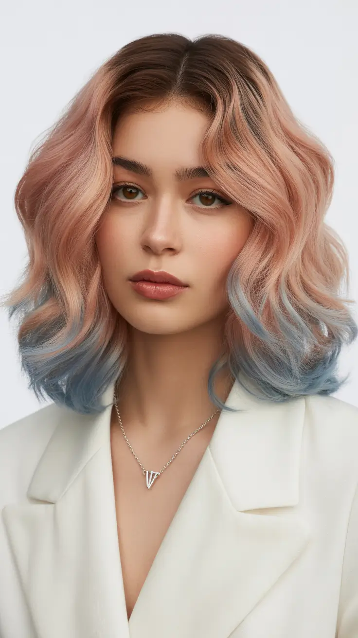 Stylish short haircuts 2026 Two-Toned Pastel Waves