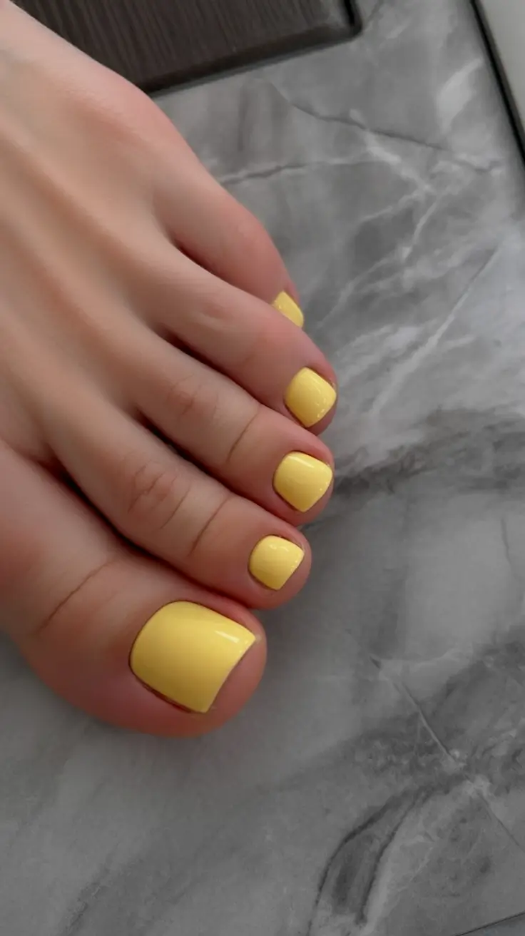 trending pedicure colors 2026 Sunny Vanilla Yellow for Soft, Natural Warmth