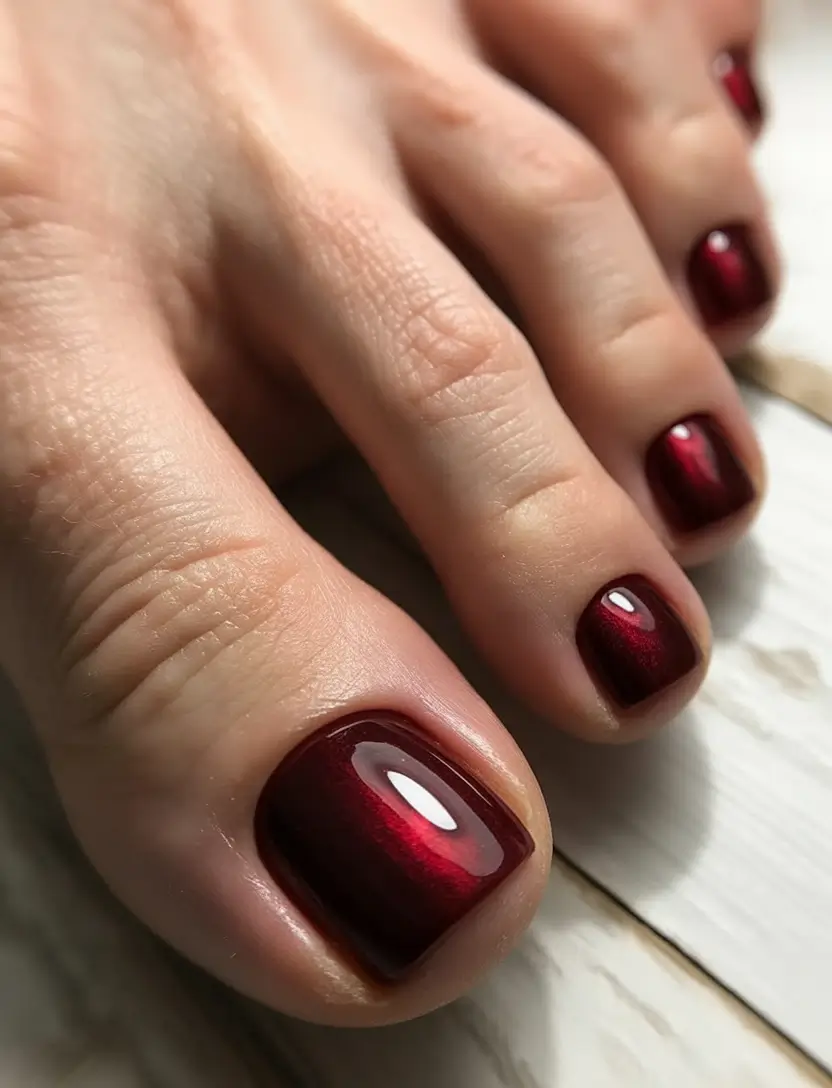 trending pedicure colors 2026 Deep Cherry Wine for a Classy Autumn Mood