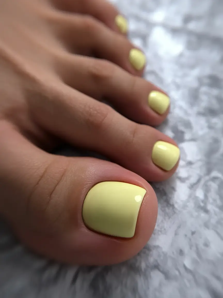 trending pedicure colors 2026 Lemon Sorbet Yellow for Bright Spring/Summer Energy