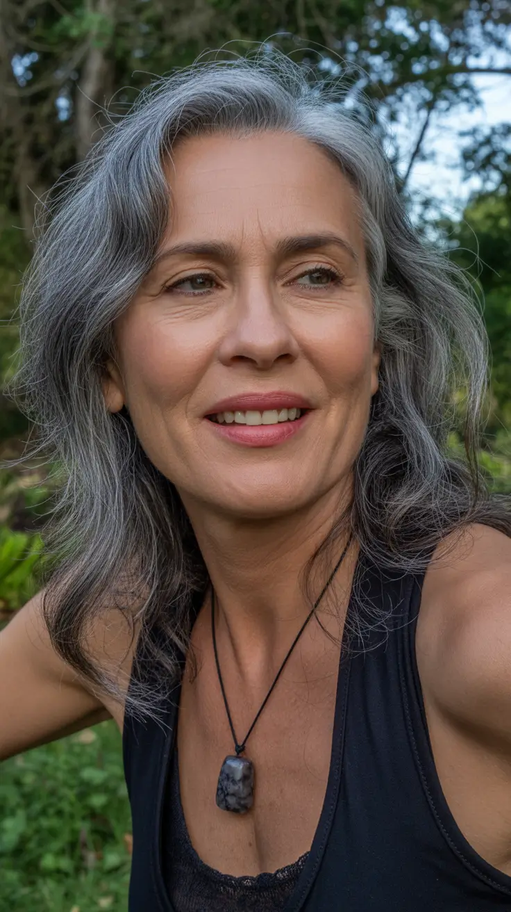 Trendy haircuts for women over 40 2026 Natural Gray Layers