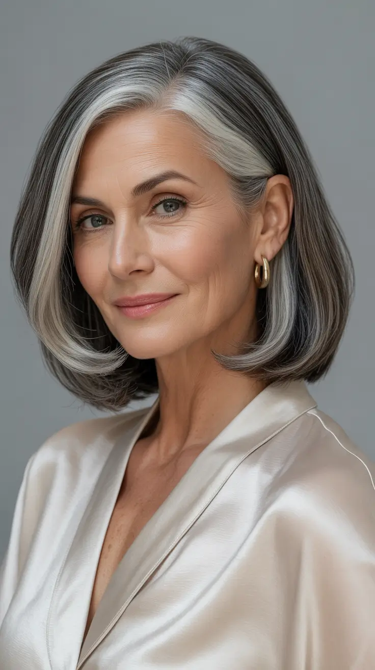 Trendy haircuts for women over 40 2026 Refined Gray Bob