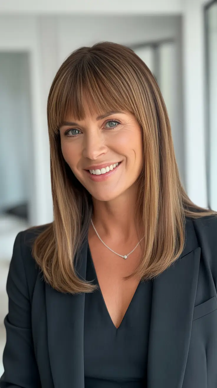 Trendy haircuts for women over 40 2026 Medium Length Bangs